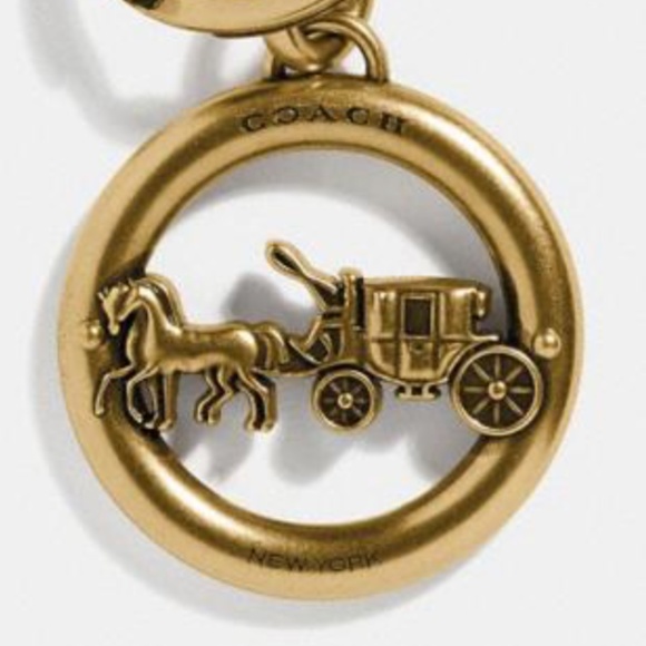 Coach HORSE & CARRIAGE BAG CHARM FOB Keychain GOLD - Picture 3 of 6